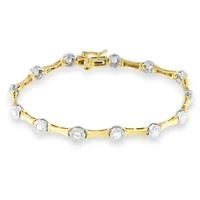10K Yellow Gold Plated Silver 1.0 Cttw Diamond Bezel Style Link Bracelet