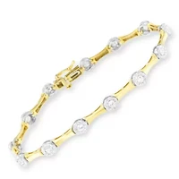 10K Yellow Gold Plated Silver 1.0 Cttw Diamond Bezel Style Link Bracelet