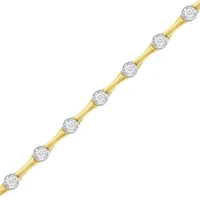 10K Yellow Gold Plated Silver 1.0 Cttw Diamond Bezel Style Link Bracelet