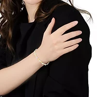 10K Yellow Gold Plated Silver 1.0 Cttw Diamond Bezel Style Link Bracelet