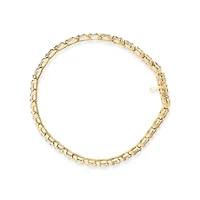 14K Yellow Gold Plated Silver 1.0 Cttw Diamond Milgrain Link Tennis Bracelet