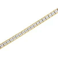 14K Yellow Gold Plated Silver 1.0 Cttw Diamond Milgrain Link Tennis Bracelet