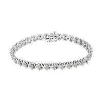 .925 Sterling Silver 1.0 Cttw Diamond Miracle-Set X-Link 7" Tennis Bracelet
