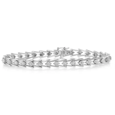 Sterling Silver Diamond Wave-Style Link Bracelet