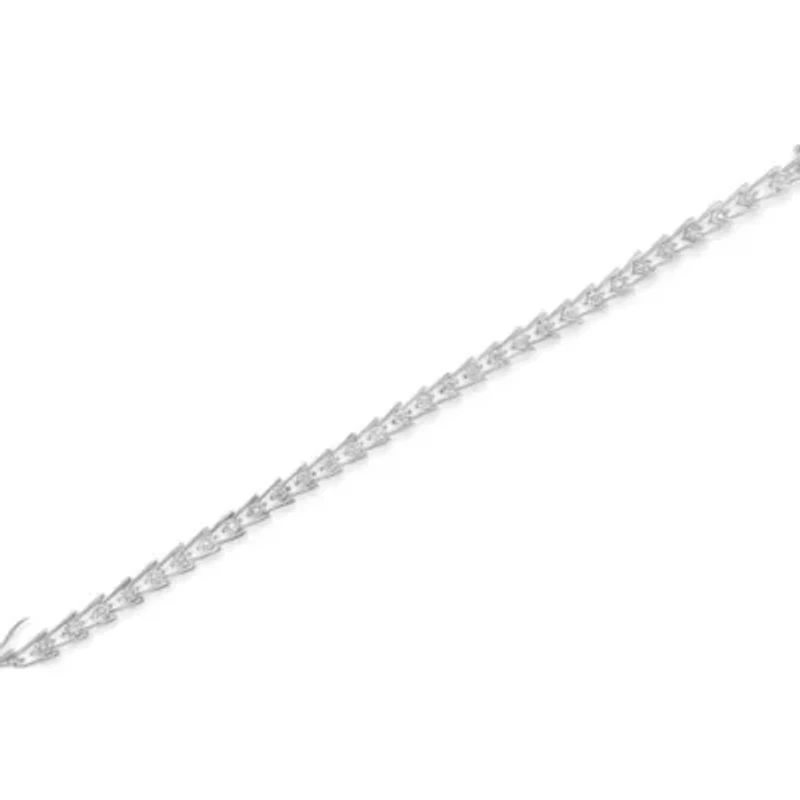 Sterling Silver Diamond Wave-Style Link Bracelet