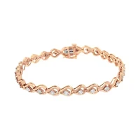 Silver 1/4 Cttw Diamond Teardrop Shaped 7” Link Bracelet