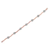 .925 10k Rose Gold Over Sterling Silver 1.0 cttw Diamond Floral Link Bracelet