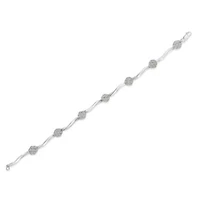Silver 1.0 cttw Miracle-Set Diamond 7 Stone Floral Cluster Link Bracelet -7"