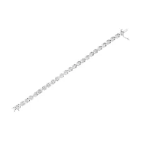 Silver 1/4 Cttw Miracle-Set Round Cut Diamond "X" Link Bracelet - Size 7.25"