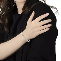 Silver 1/4 Cttw Miracle-Set Round Cut Diamond "X" Link Bracelet - Size 7.25"