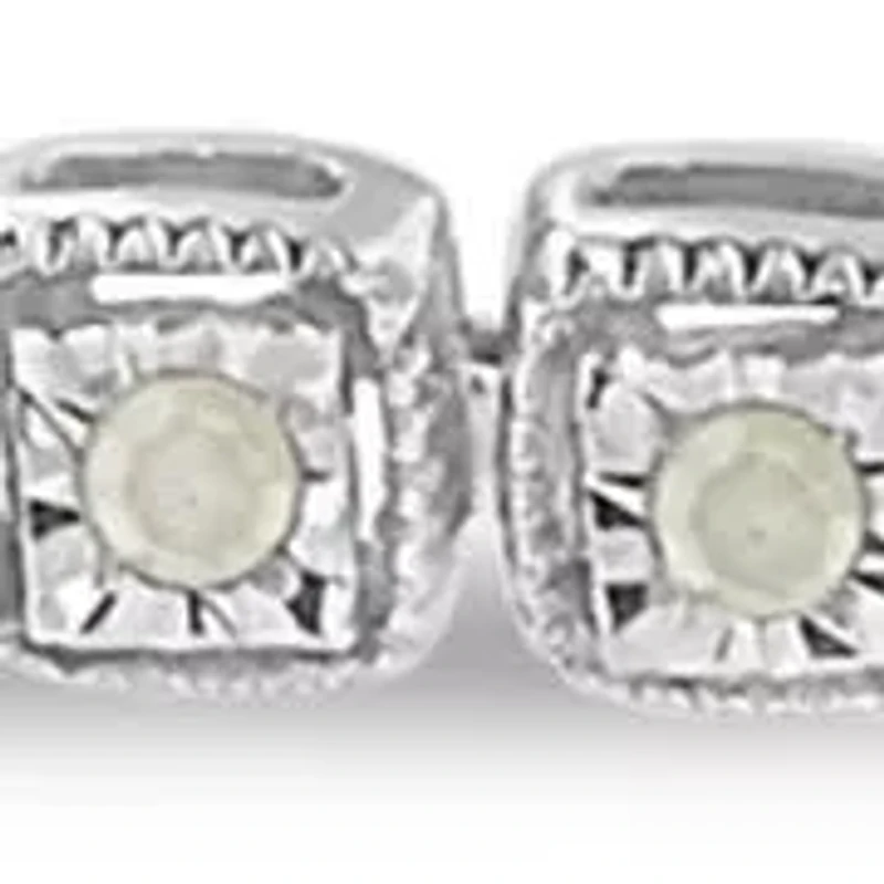 Silver 1.0 Cttw Diamond Miracle-Set Square Milgrain Link Tennis Bracelet