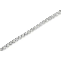 Silver 1.0 Cttw Diamond Miracle-Set Square Milgrain Link Tennis Bracelet