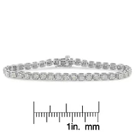 Silver 1.0 Cttw Diamond Miracle-Set Square Milgrain Link Tennis Bracelet