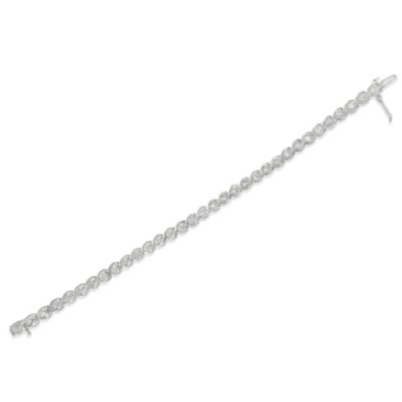 .925 Sterling Silver 2 cttw Miracle Plate Set Diamond Spiral Link Bracelet -7"