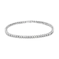 Silver ½ Cttw Miracle-Set Diamond Round Half Bezel 7” Tennis Bracelet