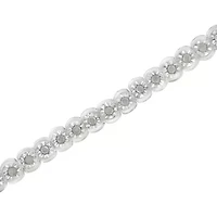 Silver ½ Cttw Miracle-Set Diamond Round Half Bezel 7” Tennis Bracelet