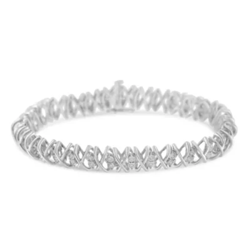 Sterling Silver rose-cut Diamond X-Link Bracelet