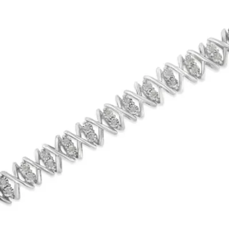 Sterling Silver rose-cut Diamond X-Link Bracelet