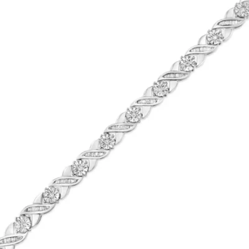 Silver 1.0 Cttw Diamond Miracle-Set X-Link Tennis Bracelet