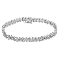 .925 Sterling Silver 1.0 cttw Diamond "Arrow" Shape Tennis Link Bracelet -7.25"