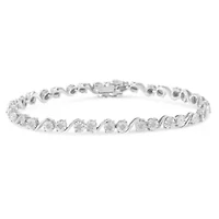 Silver 1/10 Cttw Round Diamond "S" Link Miracle Plate Tennis Bracelet - 7-1/4"