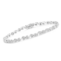Silver 1/10 Cttw Round Diamond "S" Link Miracle Plate Tennis Bracelet - 7-1/4"