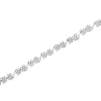 Silver 1/10 Cttw Round Diamond "S" Link Miracle Plate Tennis Bracelet - 7-1/4"