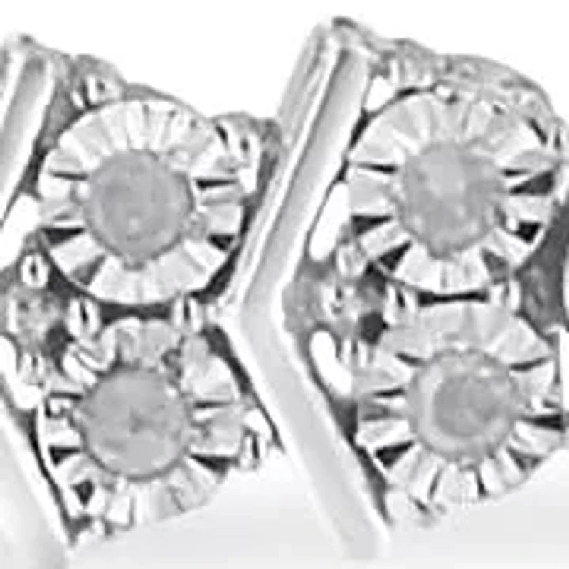 Silver 1.0 Cttw Chevron 2 Stone Arrow Link Tennis Bracelet