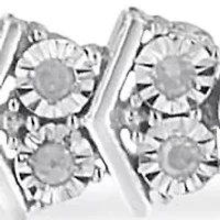 Silver 1.0 Cttw Chevron 2 Stone Arrow Link Tennis Bracelet