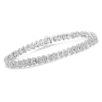 Silver 1.0 Cttw Chevron 2 Stone Arrow Link Tennis Bracelet