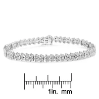 Silver 1.0 Cttw Chevron 2 Stone Arrow Link Tennis Bracelet