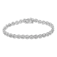 .925 Sterling Silver 1/2 Cttw Diamond Criss-Cross Miracle-Set 7" Link Bracelet