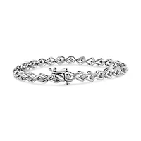 .925 Sterling Silver 1/10 Cttw Round-Cut Diamond Links of Flame Bracelet