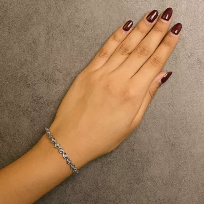 .925 Sterling Silver 1/10 Cttw Round-Cut Diamond Links of Flame Bracelet