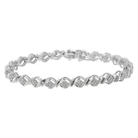 Sterling Silver Diamond Cluster Link Bracelet
