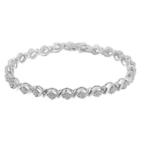 Sterling Silver Diamond Cluster Link Bracelet