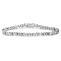.925 Sterling Silver 1.0 Cttw Diamond Miracle-Set Cut-Circle 7" Tennis Bracelet