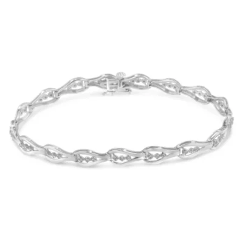 Sterling Silver Diamond Link Bracelet