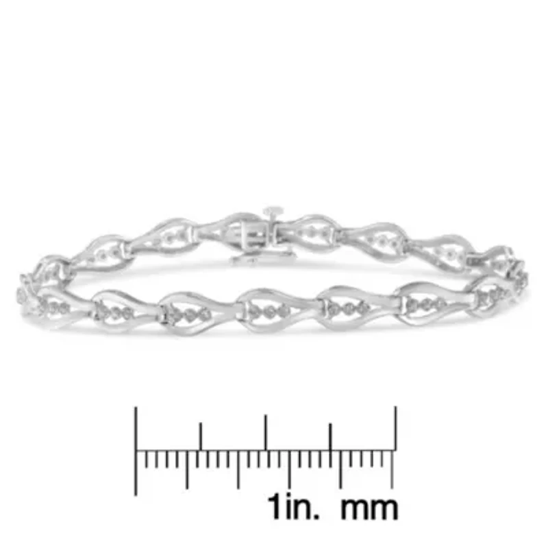Sterling Silver Diamond Link Bracelet
