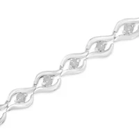 Silver 1/2 Cttw Rose Cut Diamond Almond Shape Link Tennis Bracelet - 7” 