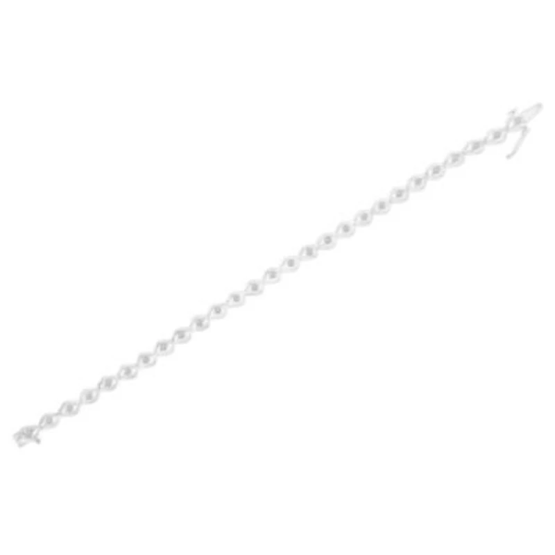Silver 1/2 Cttw Rose Cut Diamond Almond Shape Link Tennis Bracelet - 7” 