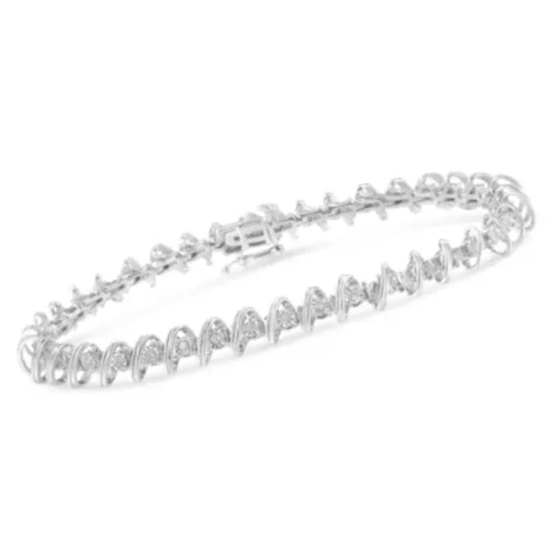 .925 Sterling Silver 1/2 Cttw Diamond Miracle-Set Tennis Bracelet
