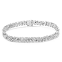Silver 2.0 Cttw Diamond Miracle-Set Nested Chevron Link 7" Tennis Bracelet