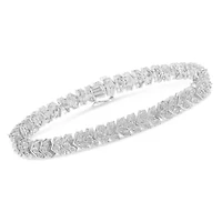 Silver 2.0 Cttw Diamond Miracle-Set Nested Chevron Link 7" Tennis Bracelet