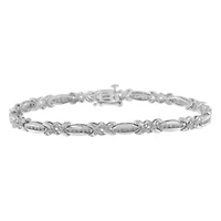 Sterling Silver Diamond X-Link Tennis Bracelet