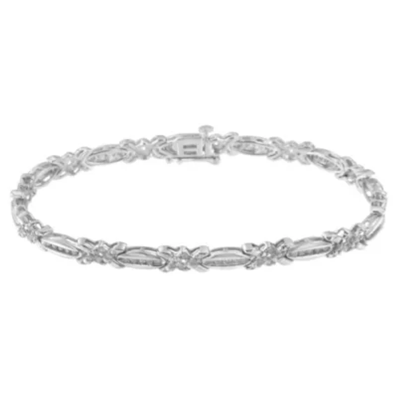 Sterling Silver Diamond X-Link Tennis Bracelet