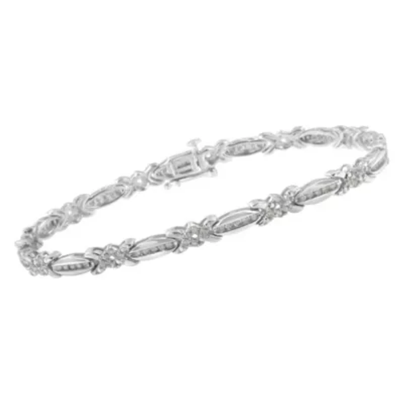Sterling Silver Diamond X-Link Tennis Bracelet