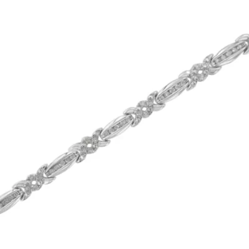 Sterling Silver Diamond X-Link Tennis Bracelet