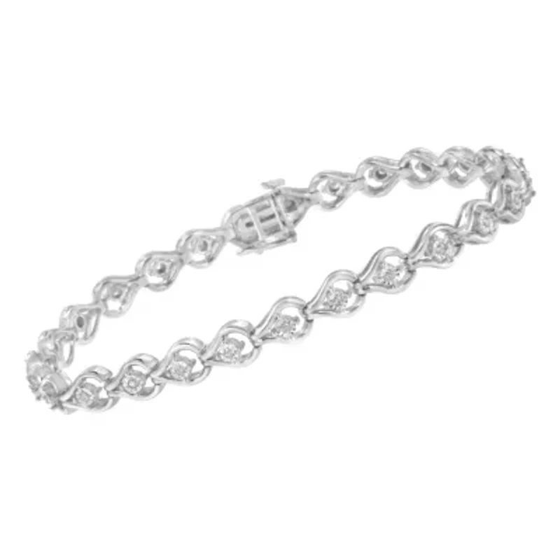 Sterling Silver Diamond Link Bracelet