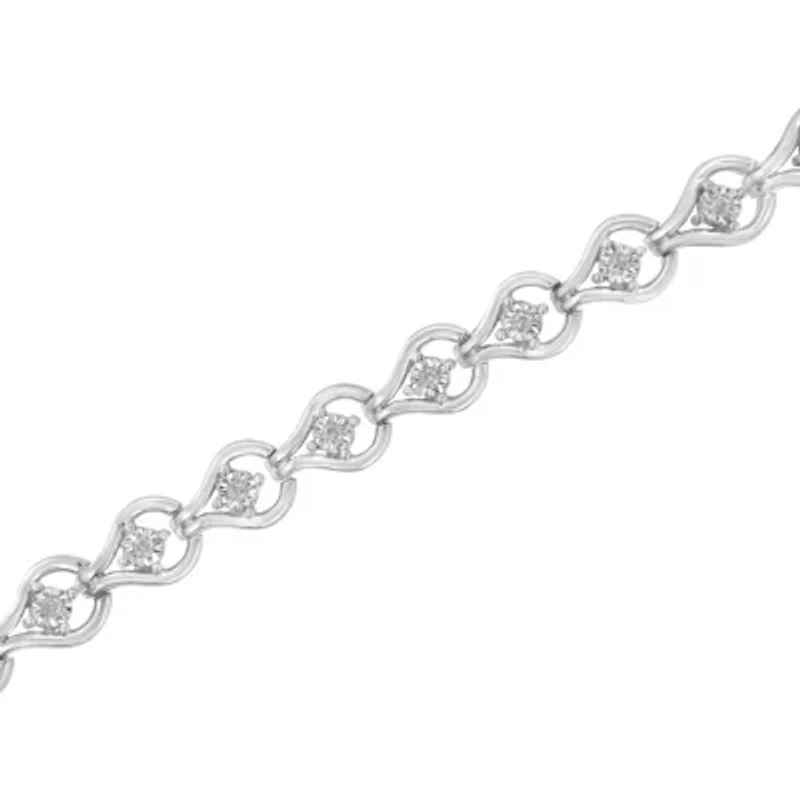 Sterling Silver Diamond Link Bracelet
